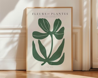 Les Fleurs print, Flower Market Print, Green Floral Print, Marché Fleurs, Botanical trendy Wall Art, flower wall decor, Floral Botanical Art