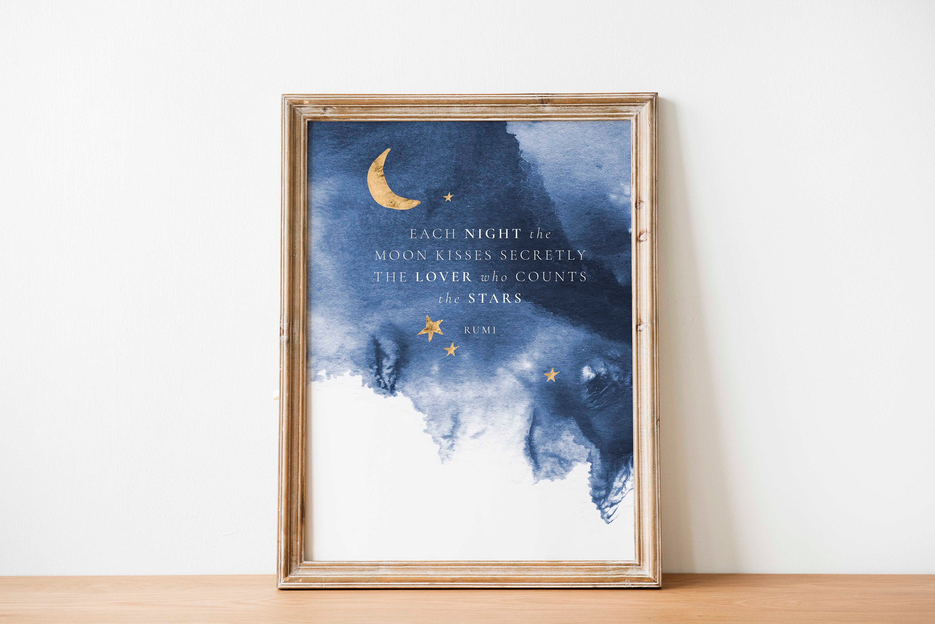 Rumi Quote Each Night The Moon Kisses Secretly The Lover Etsy France