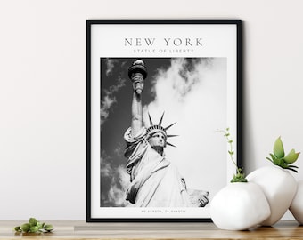 Statue of Liberty print, New York Travel Poster, Home Decor, Trendy modern wall art, The Big Apple, Aesthetic NYC Print, USA Travel Poster