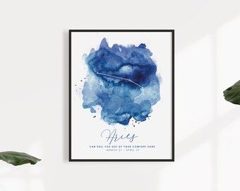 Personalised Zodiac Starsign Wall Art, Aries Star Sign, Horoscope Zodiac Print, Personalised Constellation Art Print, Zodiac Nursery Gift