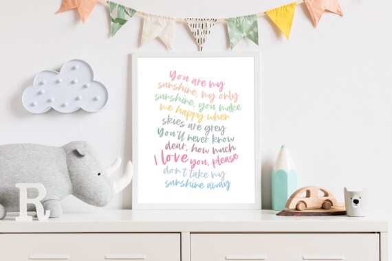 You Are My Sunshine Lyrics - Printable Nursery Watercolor Wall