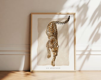 Leopard Print, Boho Cheetah Print, Boho Home Decor, Trendy Minimalist Art Print, French Leopard, preppy wall art, Jungle Poster wild poster