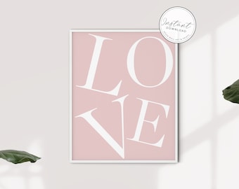 Love Print | Digital Download Love Print | Home Decor Poster | Love Poster | Love Typography Wall Art | Pink Love print