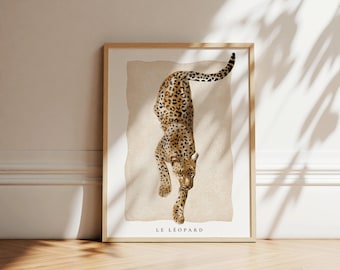 Leopard Print, Boho Cheetah Print, Boho Home Decor, Trendy Minimalist Art Print, French Leopard, preppy wall art, Jungle Poster wild poster