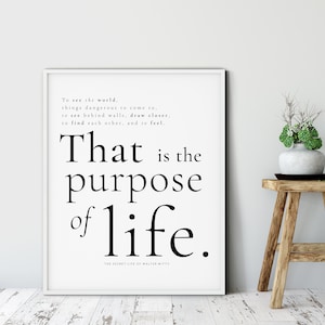 La vita segreta di Walter Mitty, Citazione del film, Arte della parete del film, Poster con citazioni iconiche, Regalo ispiratore, Decorazione della parete ispiratrice del film