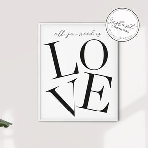 Alles was du brauchst ist Liebe Print | Poster | Liebe Poster | Love Typografie Wandkunst