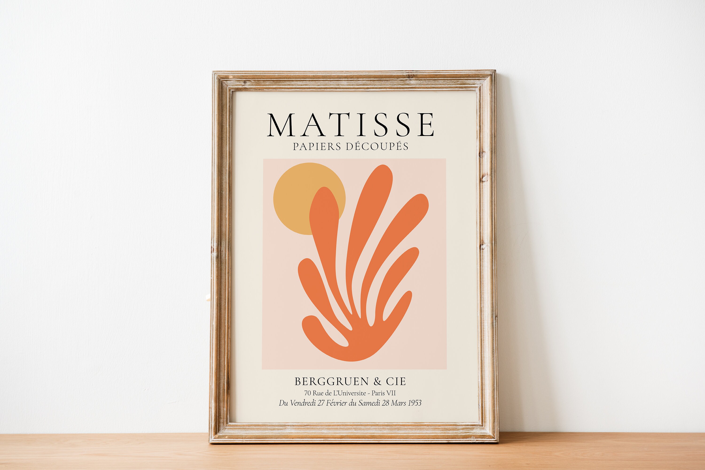 Matisse Print, Papiers Decoupes, Pink, Berggruen & Cie, Henri Matisse Art Exhibition Poster, Mid Century Modern Wall Art Print, Wall Decor