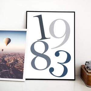 1983 Year Poster, Birthday Print Poster, Typography Wall Art, Birthday ...