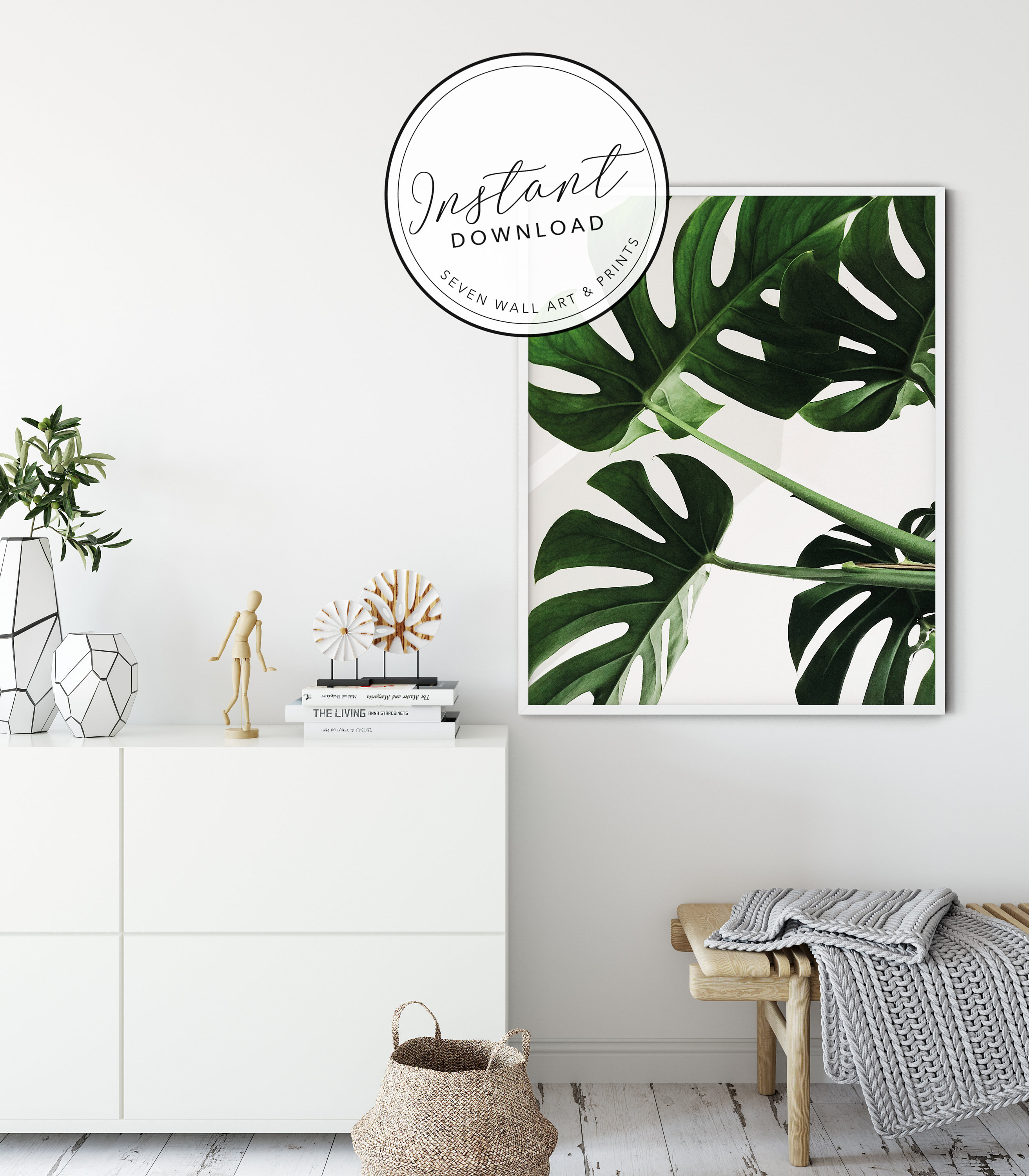 Monstera Leaf Print | Tropical Leaf Poster | Botanical Print | Palm ...