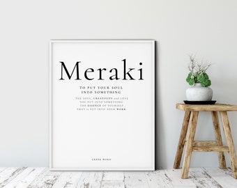 Meraki, Definition Wall Print Poster, Inspirational Print Gift , Greek Inspirational Words, Greek Poster Inspiration, Creativity, soul