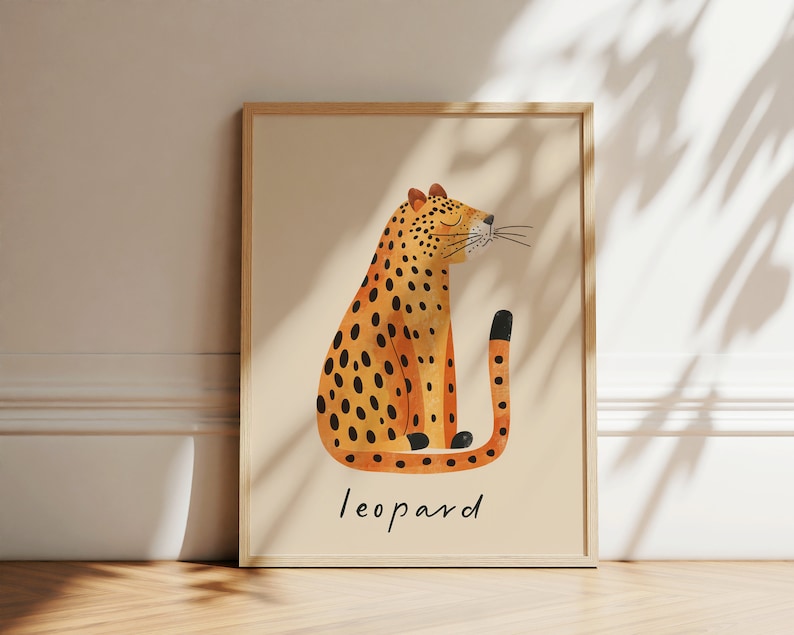 Leopard Nursery Prints, Leopard poster, Children's Animal Print, Nursery Wall Art, Cute Animal prints, Trendy kids room decor
