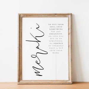 Meraki, Definition Wall Print Poster, Inspirational Print Gift , Greek Inspirational Words, Greek Poster Inspiration, Creativity, soul