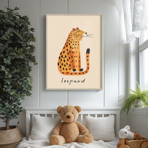 Leopard Nursery Prints, Leopard poster, Children's Animal Print, Nursery Wall Art, Cute Animal prints, Trendy kids room decor