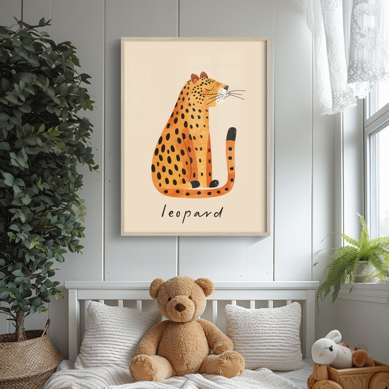 Leopard Nursery Prints, Leopard poster, Children's Animal Print, Nursery Wall Art, Cute Animal prints, Trendy kids room decor