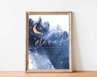 You Want the Moon?, Its a Wonderful Life quote, Love Poster, George Bailey Quote, Movie Poster, Christmas, lasso the moon, Anniversary Gift