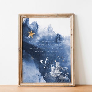 Mały Książę, Motywacyjny Wydruk, Le Petit Prince, Inspirujący Plakat, Sztuka Ścienna Do Domu, Motywujący Cytat, Wystrój Pokoju Dziecięcego, Klasyczna Książka