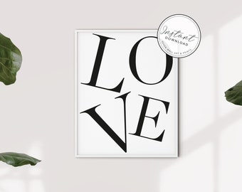 Love Print | Digital Download Love Print | Home Decor Poster | Love Poster | Love Typography Wall Art | Pink Love print