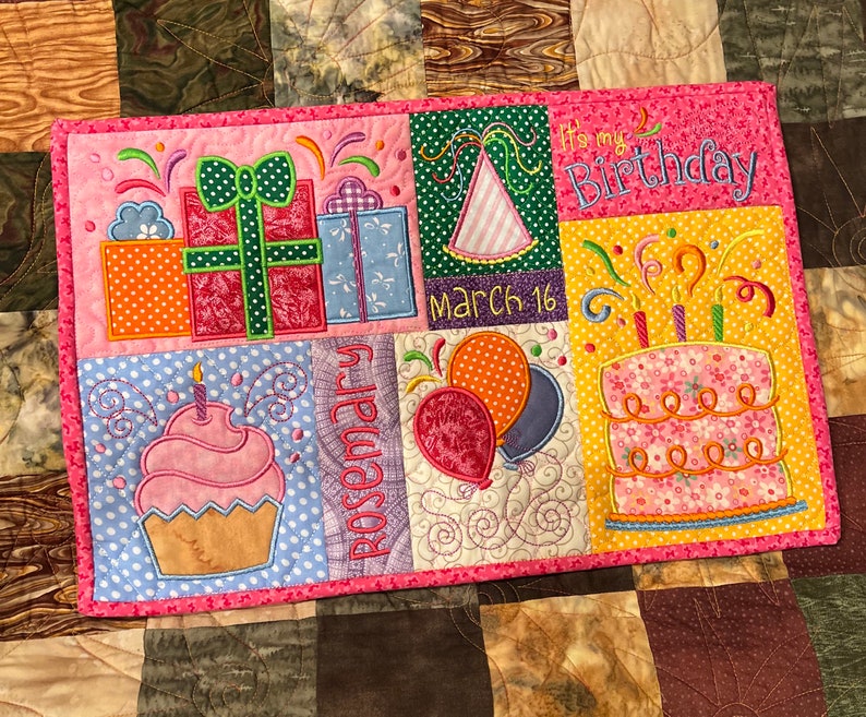 Personalized Quilted and Embroidered Birthday Placemat Etsy