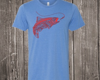 Trout Fishing Mandala Design, Fly Fishing, FlyFishing, T-Shirt