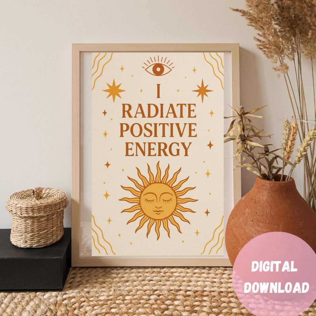 Positive Affirmation Wall Art Printable | I Radiate Positive Energy ...