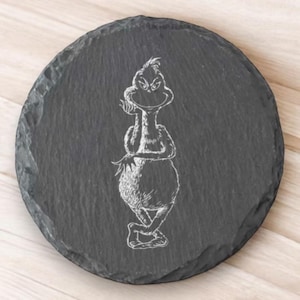 Dessous de verre en ardoise Grinch : décoration de Noël Whoville