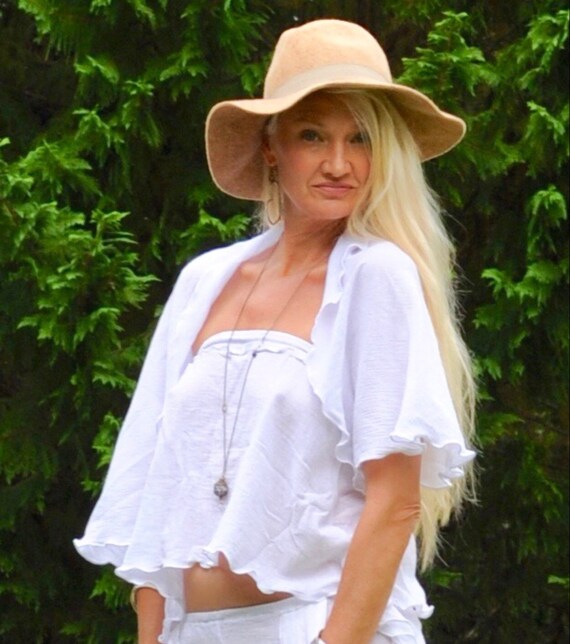 Shrug Cotton Mini Jacket Gauze Cover Up 