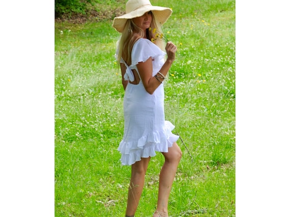 Garden Wedding Dress, Bachelorette Party Dress , Backless Romantic Dresses, Fairy Dresses, Honeymoon Dress, White Summer Dress.