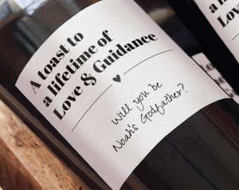 Personalized Godfather Proposal label, Custom Wine Label, Custom Whiskey Label, Will You Be My Godfather Gift