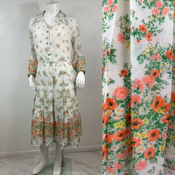 VTG 60s Women's Shirtwaist Dress Floral Day Dress