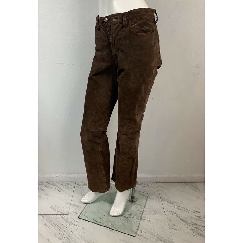 Tommy Hilfiger Vintage Brown Leather Suede Pants 90\u2019s Size 4