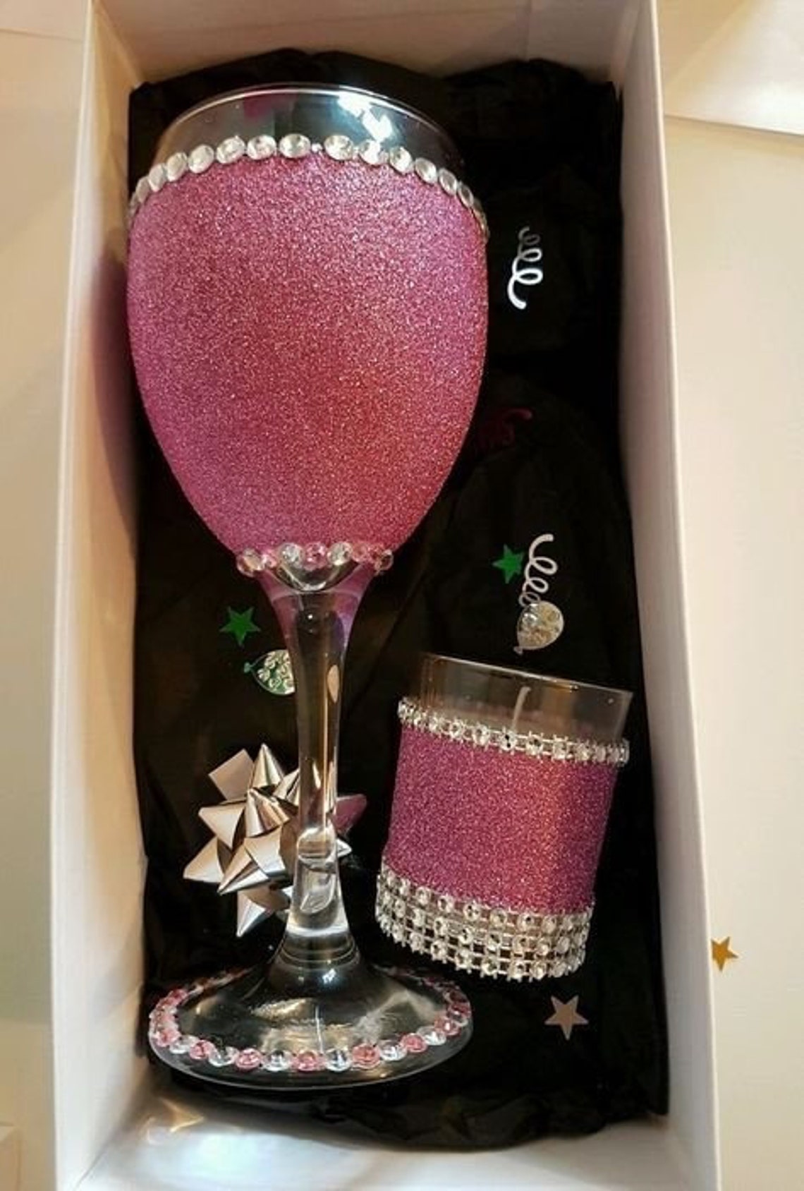 Rhinestone Embellished Wine/ Wine Glass Set Etsy Australia