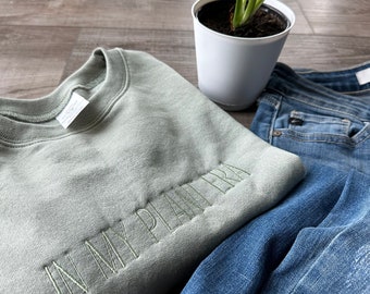 In my plant era embroidery sweatshirt green