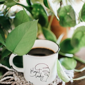 Plant Lady Mug Plant Mom Monstera Mug Minimalist Monstera Leaf Plant Lady Mug image 3