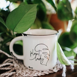 Plant Lady Mug Plant Mom Monstera Mug Minimalist Monstera Leaf Plant Lady Mug image 5