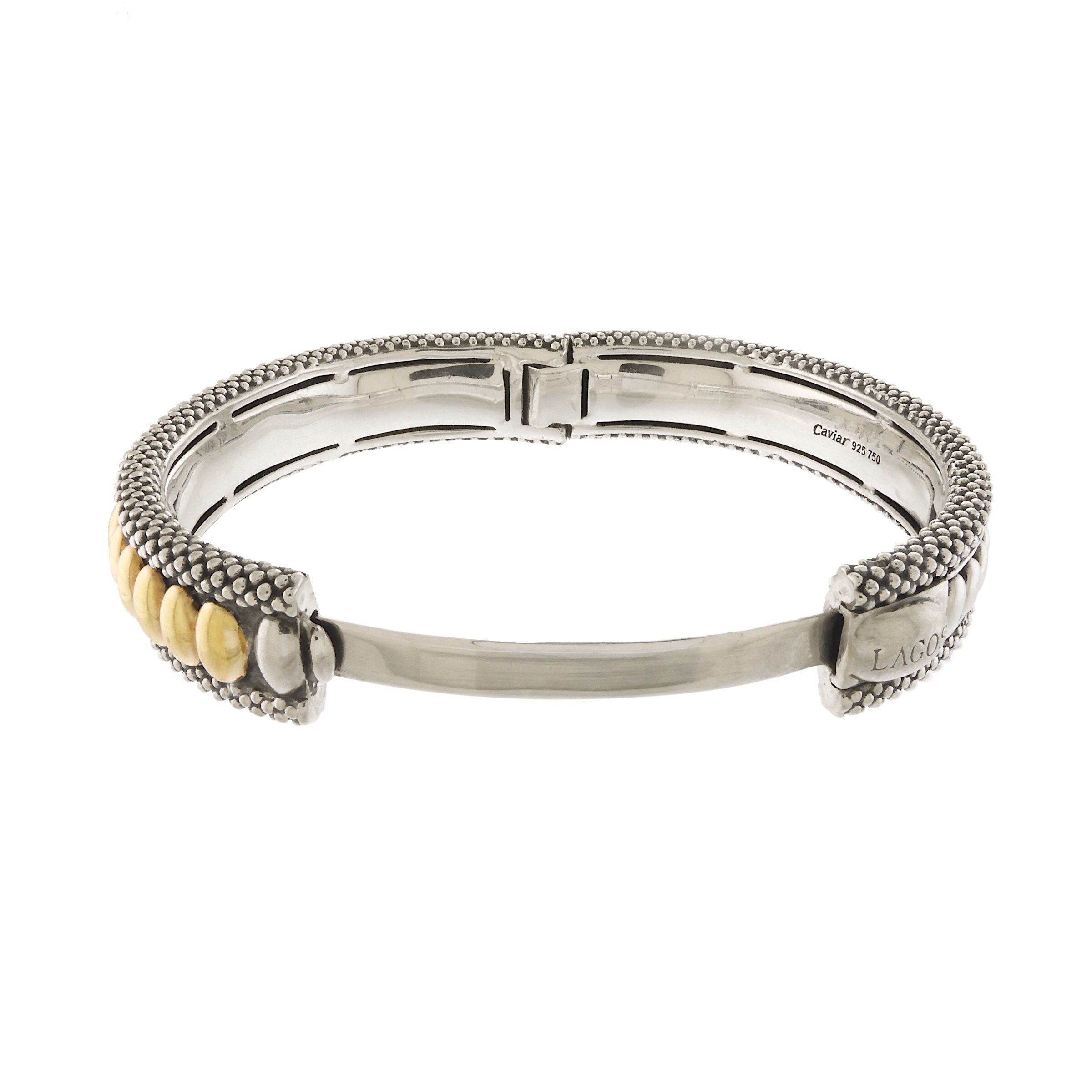 Vintage Lagos Two-tone Caviar Bangle Bracelet in 18k Yellow