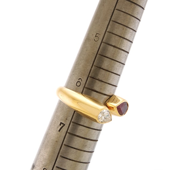 Contemporary Pear-Shaped Ruby & Diamond Bypass Ri… - image 9