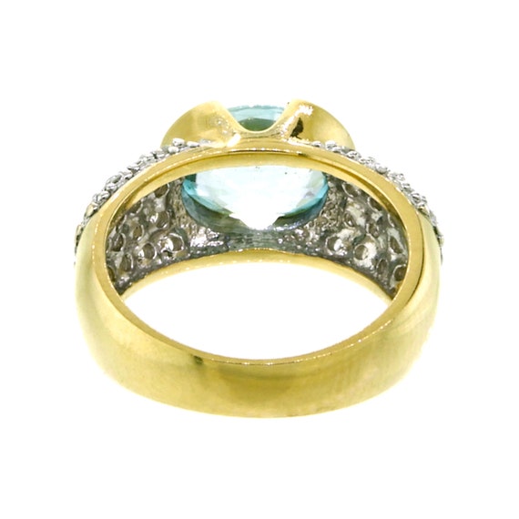 Tantalizing Blue Zircon and Diamond Ring in 14K Y… - image 3