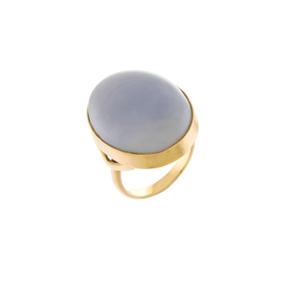 Stunning Blue Chalcedony Ring in 14k Yellow Gold - image 1