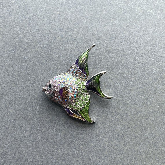 Flashy and Fanciful Fish Brooch by Swarovski with… - image 5