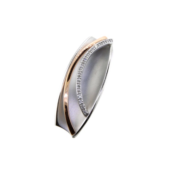 Modernist Style Pavé Diamond 18k White Gold and Ro