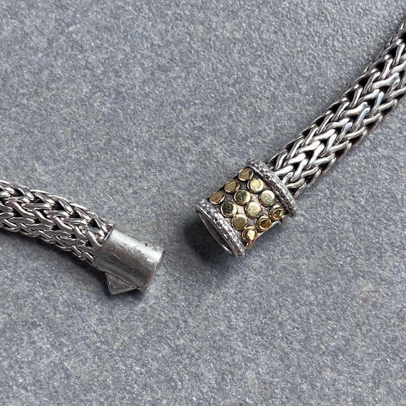 Classic 6.5 mm Woven Link Chain with 18k Gold Dot… - image 5