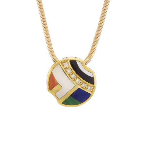 Asch Grossbardt Double-Sided Inlay Pendant & Chain