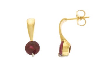 18k Yellow Gold Ruby Drop Earrings