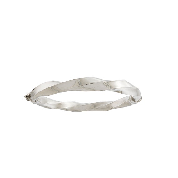 Twisted Hollow Hinged Sterling Silver Bangle