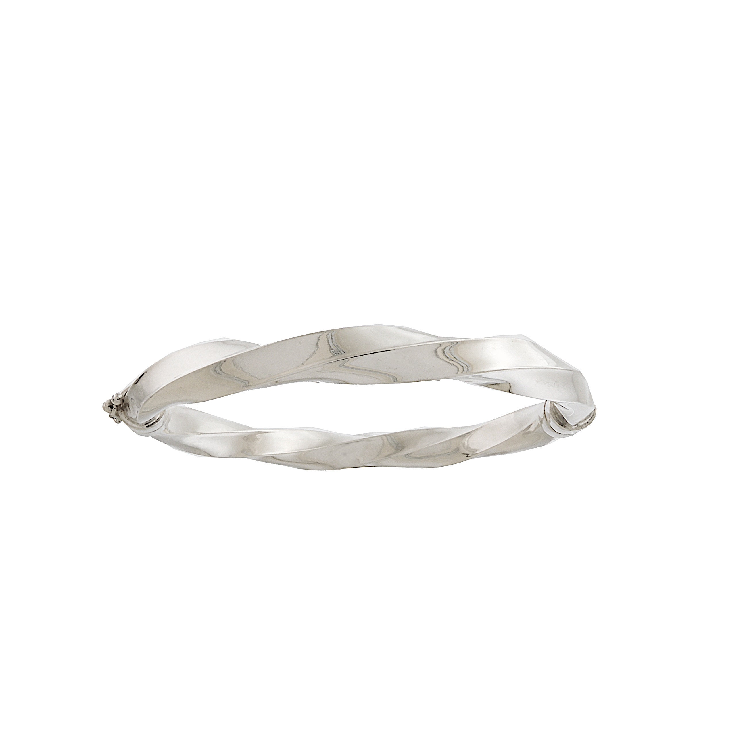 Twisted Hollow Hinged Sterling Silver Bangle