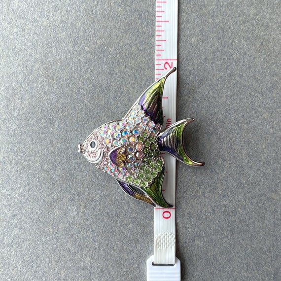 Flashy and Fanciful Fish Brooch by Swarovski with… - image 8