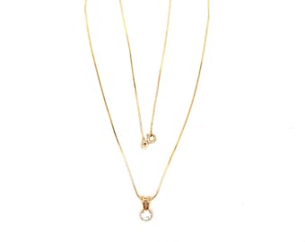 Naturlig 0,39ct diamant solitairehänge i 14k gult guld med 16” kedja