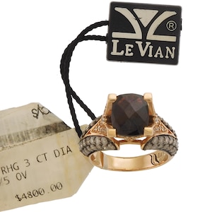 Le Vian Pyrope Garnet and Chocolate Diamond Cocktail Ring in 14k Strawberry Gold