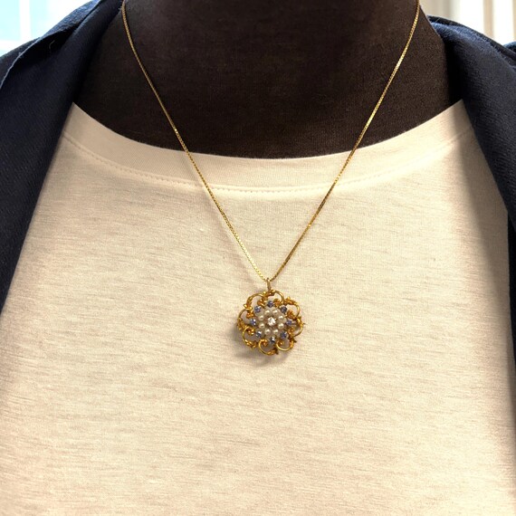 Victorian Montana Sapphire, Diamond & Pearl Brooc… - image 7