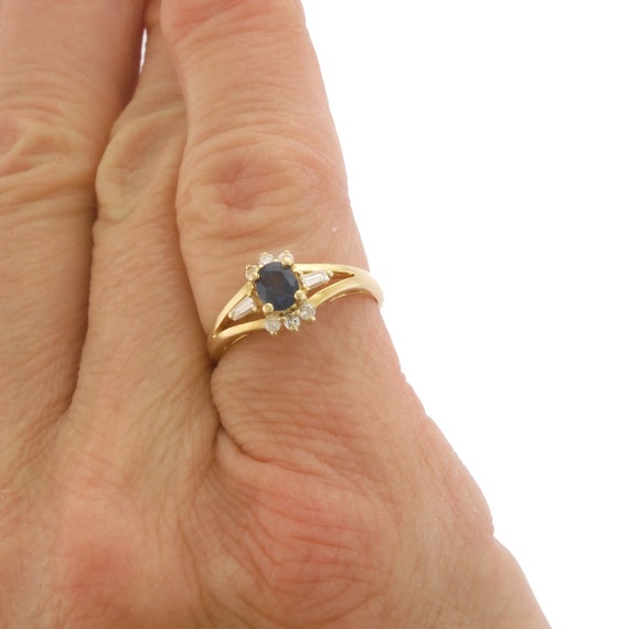 Vintage Natural Sapphire & Diamond Ring in 14k Ye… - image 6